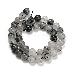 Natural Black Tourmalinated Quartz Beads Strands&nbsp;GG-CBA20C8-A01-8MM