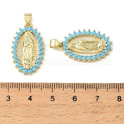 Brass Micro Pave Sky Blue Cubic Zirconia Pendants&nbsp;CU-CBA6938-11G-02