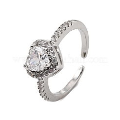 Adjustable Brass Micro Pave Cubic Zirconia Cuff Open Rings&nbsp;CU-CBABA66-04P