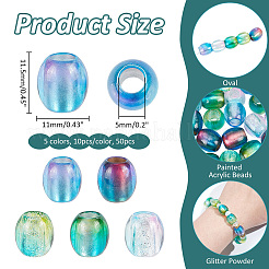 50Pcs 5 Colors Painted Acrylic Beads&nbsp;OACR-NB0001-47
