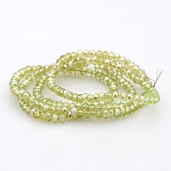 Pearl Luster Plated Faceted Rondelle Glass Beads Strands&nbsp;GLAA-A024A-PL04