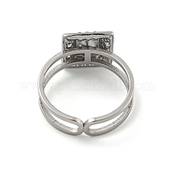304 Stainless Steel Rhinestone Square Finger Rings for Women Men&nbsp;STAS-Z060-01P