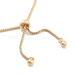 Brass Pave Clear Cubic Zirconia Horse Eye Box Chain Slider Bracelets&nbsp;BJEW-B094-06B-G