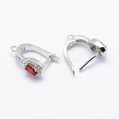 Long-Lasting Plated Brass Micro Pave Cubic Zirconia Hoop Earring Findings with Latch Back Closure&nbsp;KK-F720-04