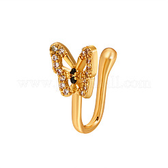 Brass Micro Pave Clear Cubic Zirconia Butterfly Clip-on Nose Septum Rings&nbsp;WGE0FFA-01
