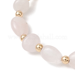 Natural Rose Quartz & Brass Beads Stretch Bracelets for Women&nbsp;BJEW-JB13414-02