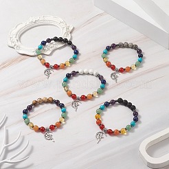 Chakra Theme Gemstone & Synthetic Hematite Beaded Stretch Bracelets for Women&nbsp;BJEW-JB09277