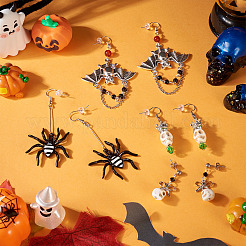 Hallowmas Alloy Enamel & Synthetic Turquoise Dangle & Stud Earring Sets&nbsp;EJEW-TA00709