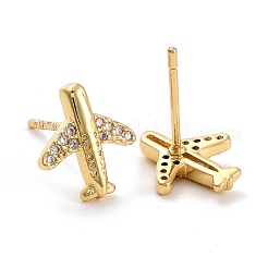 Plane Cubic Zirconia Stud Earrings&nbsp;EJEW-E167-18G