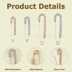 16Pcs 4 Styles Alloy Safety Pin Brooch&nbsp;AJEW-HS0001-23