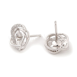 925 Sterling Silver Micro Pave Cubic Zirconia Earring Settings Findings&nbsp;STER-B003-28P