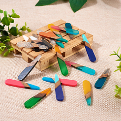 20Pcs 10 Colors Resin & Walnut Wood Big Pendants&nbsp;RESI-TA0001-66