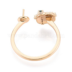 Gift Box Shape Brass Micro Pave Clear Cubic Zirconia & Glass Cuff Ring Settings&nbsp;KK-T076-44G