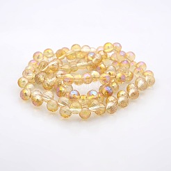 Full Rainbow Plated Glass Faceted Round Beads Strands&nbsp;GLAA-A026-8mm-FR03