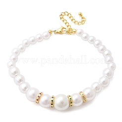 Round ABS Imitation Pearl Beads Bracelets for Women&nbsp;BJEW-B124-01G