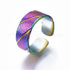 304 Stainless Steel Rhombus Cuff Ring&nbsp;RJEW-N038-076