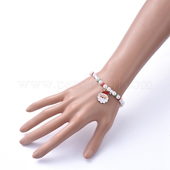 Christmas Theme Stretch Charm Bracelets&nbsp;BJEW-JB05239-M