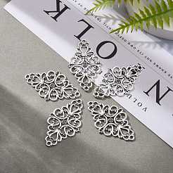 Tibetan Style Alloy Rhombus Filigree Joiners Links&nbsp;X-TIBE-5377-AS-LF