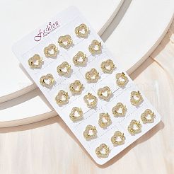 Heart with Butterfly Brass Micro Pave Clear Cubic Zirconia Stud Earrings&nbsp;EJEW-D305-01G