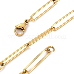 304 Stainless Steel Paperclip Chain Necklaces&nbsp;NJEW-Q013-02G