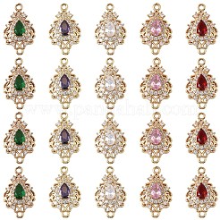 3Pcs Brass Micro Pave Cubic Zirconia Links Connectors&nbsp;KK-YW0003-49LG-05