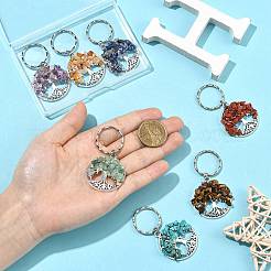7Pcs Natural & Synthetic Gemstone Keychains&nbsp;HJEW-FS00063