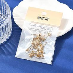 SHEGRACE Brass Clear Cubic Zirconia Square Stud Earring Findings&nbsp;XGR0103G-115G