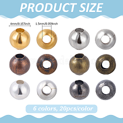 120Pcs 6 Colors Iron Spacer Beads&nbsp;IFIN-ME0001-19B