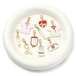 9Pcs 9 Styles Medical Theme Alloy Enamel Pendant Decorations&nbsp;HJEW-YW00567
