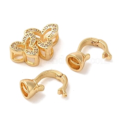 Flower Brass Micro Pave Clear Cubic Zirconia Fold Over Clasps&nbsp;KK-A227-28G
