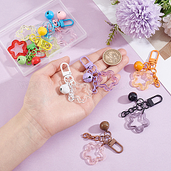 10Pcs 10 Colors Hollow Out Star Acrylic & Iron Bell Pendant Decorations&nbsp;HJEW-BBC0001-46
