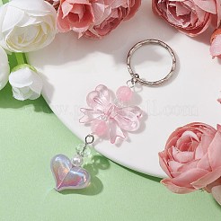 Acrylic Heart with Bowknot Keychains&nbsp;KEYC-JKC00612-03