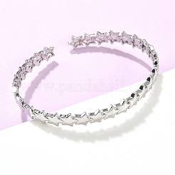 Star Brass Cuff Bangles for Women&nbsp;BJEW-C144-01A-P