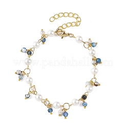 Natural Mixed Stone Faceted Round Beaded Chain Bracelets for Women&nbsp;BJEW-JB14248