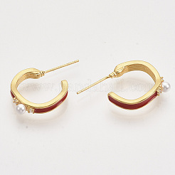 Brass Micro Pave Cubic Zirconia Stud Earrings&nbsp;EJEW-T007-11G-02-NF