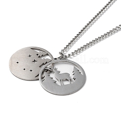 Non-Tarnish 304 Stainless Steel Double Layer Pendant Necklaces&nbsp;LS-NJEW-D047-02P
