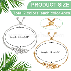 8Pcs 2 Style Adjustable 304 Stainless Steel Slider Bracelet Making&nbsp;AJEW-PH0011-83