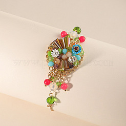 Heart Brass & Handmade Lampwork Multilayer Pendant Necklaces & Dangle Earring & Charm Bracelets Sets&nbsp;FS-WG26608-01