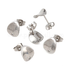 Non-Tarnish 304 Stainless Steel Oval Stud Earring Findings&nbsp;X-STAS-R063-39