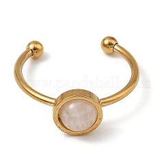201 Stainless Steel with Natural Mixed Gemstone Finger Rings&nbsp;RJEW-JR01100