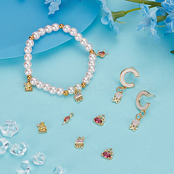 10pcs 5 Styles Marine Organism Theme Brass Micro Pave Cubic Zirconia Charms&nbsp;FIND-FG0004-04
