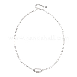304 Stainless Steel Screw Carabiner Lock Pendant Paperclip Chain Necklaces&nbsp;NJEW-JN05860-02
