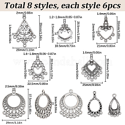 48Pcs 8 Style Tibetan Style Alloy Chandelier Component Links&nbsp;TIBE-SC0009-26