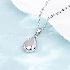 304 Stainless Steel Teardrop Pendant Cable Chain Necklaces for Men Women&nbsp;NJEW-K308-02B-P