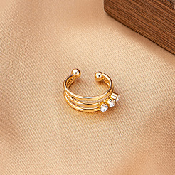 Alloy Crystal Rhinestone 3 Lines Fake Lip Rings&nbsp;FS-WGE11C8-01