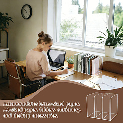 2Pcs 3-Slot Desktop Acrylic Magazine Racks Bookends&nbsp;ODIS-WA0001-17