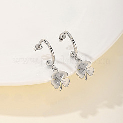 Stainless Steel Clover Dangle Stud Earrings&nbsp;FD4854-2
