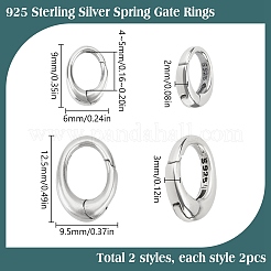 4pcs 2 Styles 925 Sterling Silver Spring Gate Rings&nbsp;STER-SC0001-35A