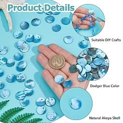 Natural Akoya Shell Dyed Disc Charms&nbsp;SHEL-WH0005-05B