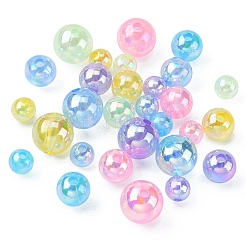 18 Style Transparent Rainbow Iridescent Acrylic Beadss Plated&nbsp;MACR-YW0002-09